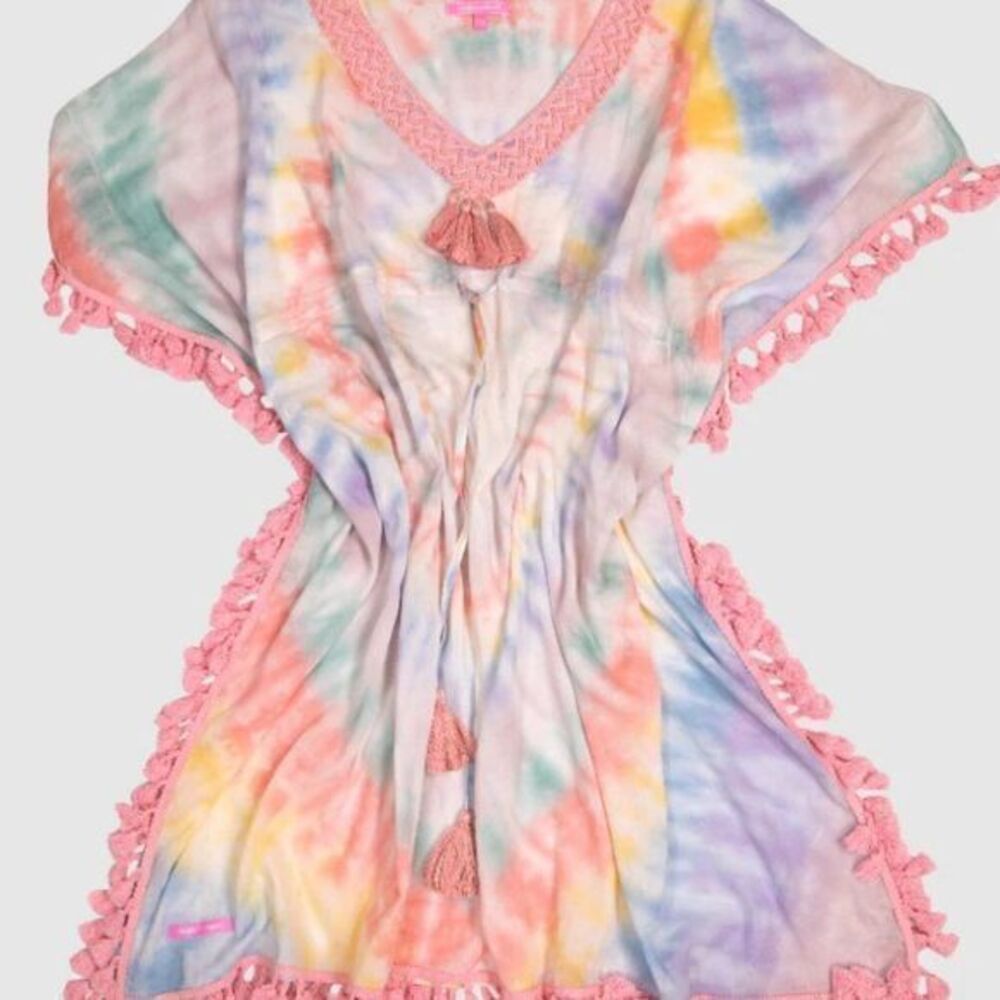 NWT Simply Southern‎ Women's Tie Dye Swirl Beaded Tassel Cover Up Multi Size S/M